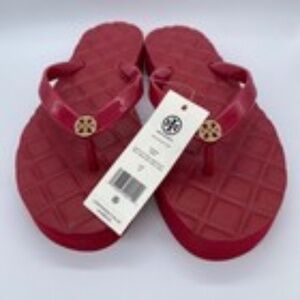 Tory Burch 1 inch platform Willa flip flop Gold Emblem NWT Bartlett Red Size 7
